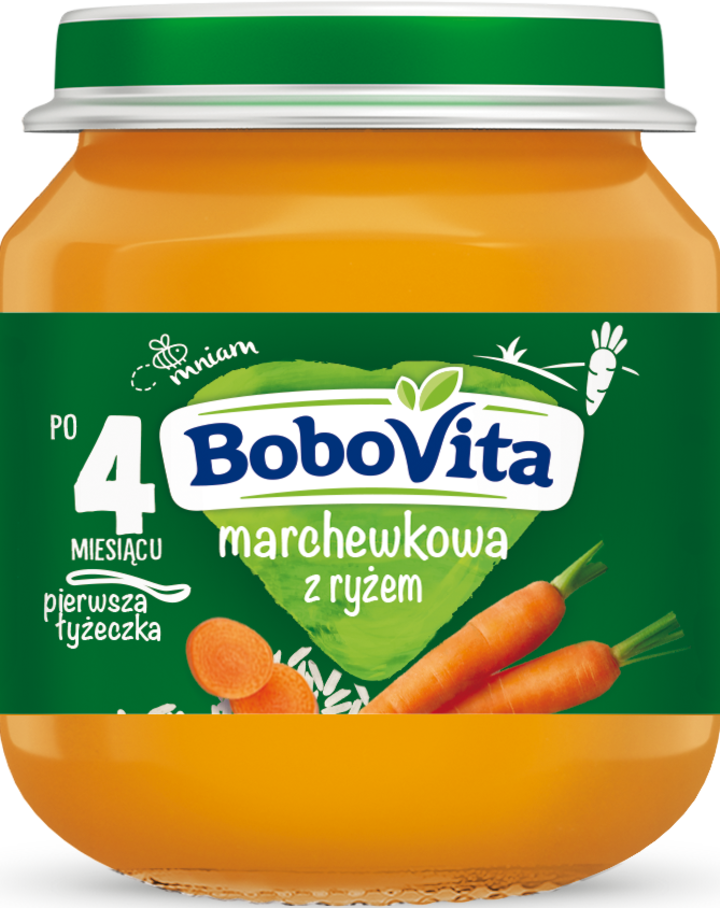 BOBOVITA, Pierwsza łyżeczka, danie w słoiczku, Zupka marchewkowa z ryżem, 4m+, 125 g