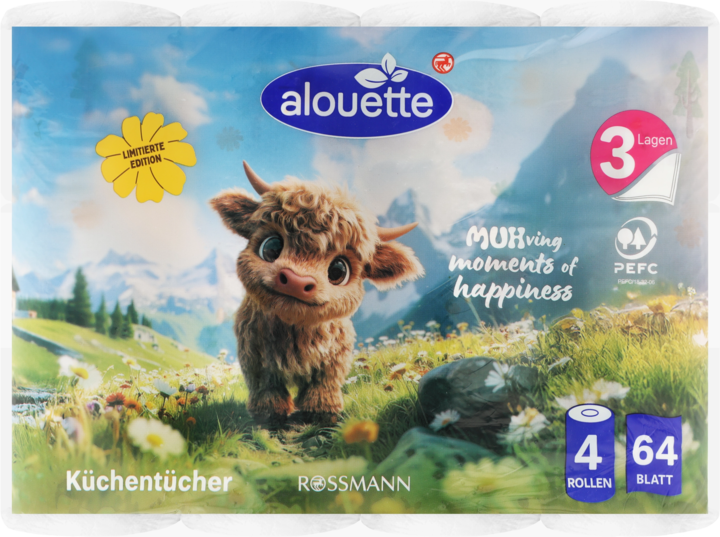 ALOUETTE, ręcznik kuchenny, 3-warstwowy, wzór sezonowy, 4 szt.