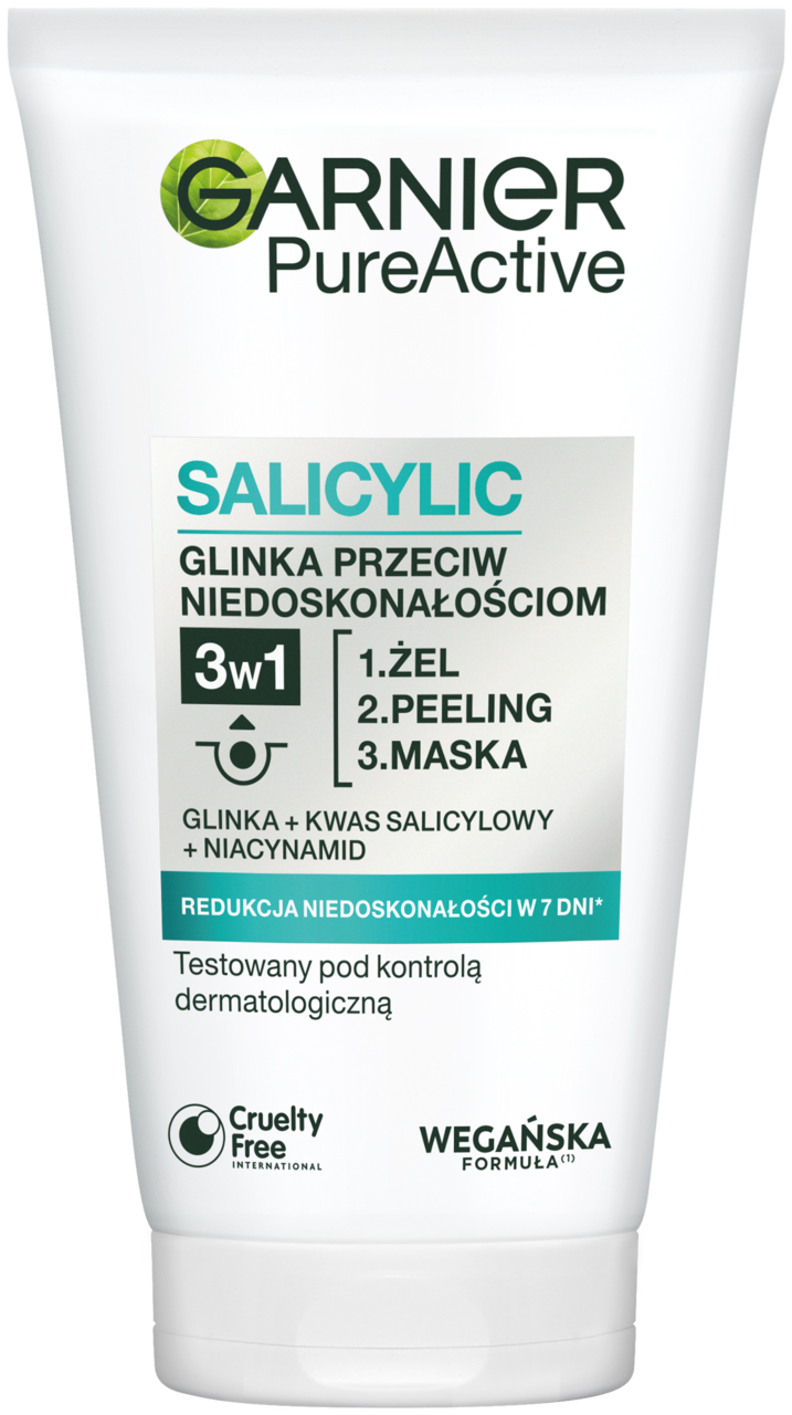 GARNIER, Pure Active, żel+peeling+maska, 3w1, przeciw niedoskonałościom, z kwasem salicylowym, 150 ml