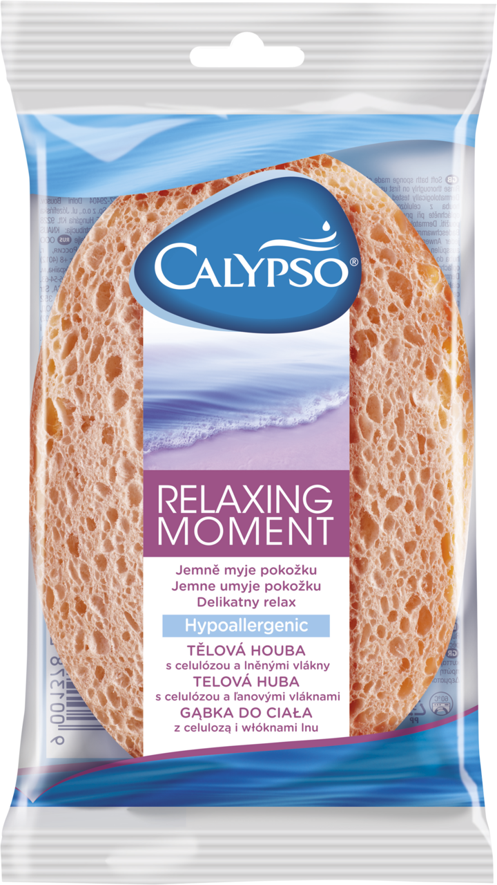 CALYPSO, Relaxing Moment, gąbka do ciała z celulozy z włóknami lnu, hipoalergiczna, różne kolory, 1 szt.