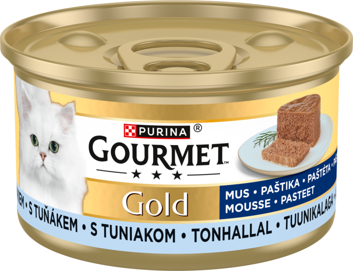 PURINA GOURMET, Gold Mus, karma pełnoporcjowa mokra dla dorosłych kotów, z tuńczykiem, 85 g