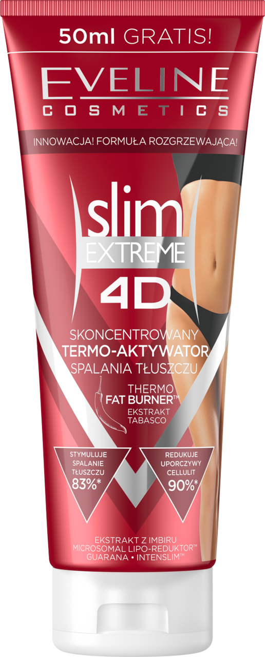 EVELINE COSMETICS, Slim Extreme 4D, termo-aktywator spalania tłuszczu, 250 ml