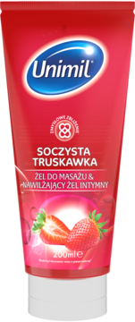 UNIMIL Luscious ,żel intymny, do masażu, truskawka,przód