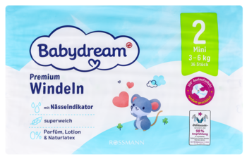 BABYDREAM Premium ,pieluchy, 2 Mini, 3-6 kg,przód