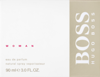 Hugo Boss Boss Woman woda perfumowana 90ml w białym pudełku z beżowym paskiem i napisem BOSS.