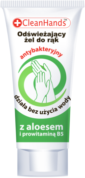 EXCLUSIVE COSMETICS ,odświeżający żel do rąk z aloesem i prowitaminą B5, antybakteryjny,przód