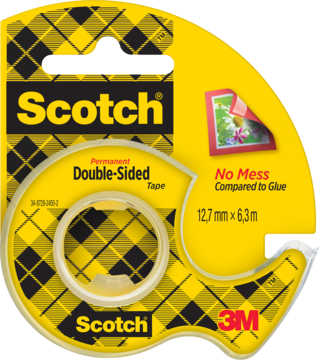 3M SCOTCH Double-sided ,taśma dwustronnie klejąca na podajniku, przezroczysta, 12,7mm x 6,3m,przód