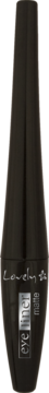 Matowy eyeliner Lovely Eye Liner Matte w czarnej, smukłej butelce, pionowe ujęcie z przodu na jasnym tle.