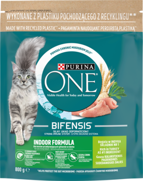 PURINA ONE Indoor Formula ,karma pełnoporcjowa sucha dla kotów przebywająych w domu, z indykiem i pełnym ziarnem,przód