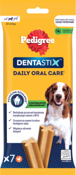 PEDIGREE DentaStix ,karma uzupełniająca dla psów powyżej 4 miesiąca, 10-25 kg,przód