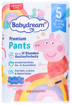 BABYDREAM Premium ,pieluchomajtki, 5 Junior, 12-17 kg,przód