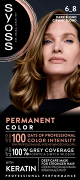 SYOSS Permanent Color ,farba do włosów, trwała, nr 6_8 Ciemny Blond,przód