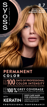 SYOSS Permanent Color ,farba do włosów, trwała, nr 8_7 Miodowy Blond,przód