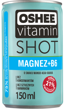 OSHEE ,suplement diety, Magnez + Witamina B6, o smaku mango, acai i guavy,przód