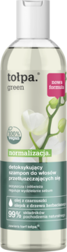 Tołpa green detoksykujący szampon normalizujący do włosów przetłuszczających się, z orchideą na etykiecie.