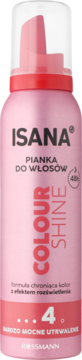 Różowa pianka do włosów Isana Colour Shine z bardzo mocnym utrwaleniem 4, widok z przodu.