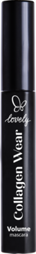 Czarne, smukłe opakowanie tuszu do rzęs Lovely Collagen Wear Volume Mascara z pionowym napisem i logo motyla.