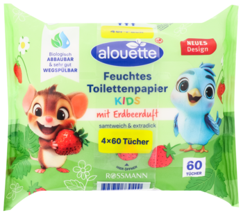 ALOUETTE Kids ,papier toaletowy, nawilżany o zapachu Truskawki,przód