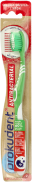 Prokudent Antibacterial zielona szczoteczka do zębów w blistrze, antybakteryjne włosie, widok z przodu.