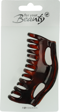 Duża, brązowa klamra do włosów Berta Havanna o wzorze tortoise shell w blistrze Rossmann, widok z przodu.