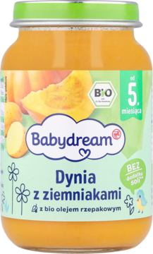 BABYDREAM ,danie w słoiczku, Dynia z ziemniakami, od 5.m-ca,przód