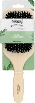 Szczotka For Your Beauty Nature do długich włosów, z drewnianym trzonkiem, włosiem i pinami, w zielonym opakowaniu.