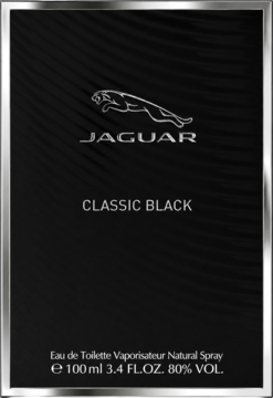 Jaguar Classic Black męska woda toaletowa, czarne eleganckie opakowanie ze srebrnym logo i ramką, 100ml.