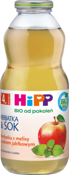 HIPP BIO od pokoleń Herbatka & Sok,herbatka z melisy z sokiem jabłkowym, po 4. m-cu,przód