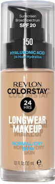Revlon Colorstay Longwear Makeup SPF 20, odcień 150, z kwasem hialuronowym, butelka z pompką dla cery normalnej/suchej.