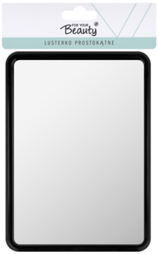 Lusterko prostokątne For Your Beauty z czarną ramą, widok z przodu, na jasnym tle opakowania.