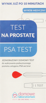 Opakowanie Testu na prostatę PSA Test, domowy test do wykrywania podwyższonego PSA we krwi, wynik po 10 min.