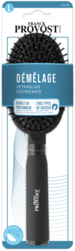 Czarna szczotka do włosów Franck Provost Démêlage w blistrze, widok z przodu, do każdego typu włosów.