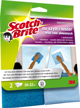 3M SCOTCH-BRITE ,ściereczki czyszczące z mikrofibry, do szyb, luster oraz ram okiennych,przód