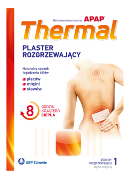 Apap Thermal plaster rozgrzewający, białe opakowanie, ulga w bólach pleców, mięśni i stawów, 8h ciepła.