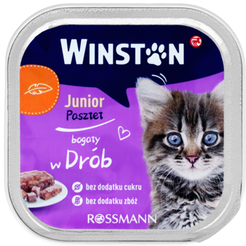 WINSTON Junior ,karma pełnoporcjowa mokra dla kociąt, z drobiem,przód