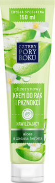 Krem do rąk i paznokci Cztery Pory Roku z aloesem i zieloną herbatą, jasnozielona tubka 150ml.