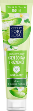 Krem do rąk i paznokci Cztery Pory Roku z aloesem i zieloną herbatą, jasnozielona tubka 150ml.