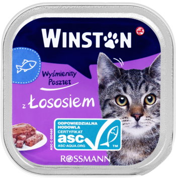 WINSTON ,karma pełnoporcjowa mokra dla dorosłych kotów, z łososiem,przód