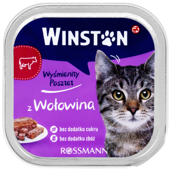 WINSTON ,karma pełnoporcjowa mokra dla dorosłych kotów, z wołowiną,przód