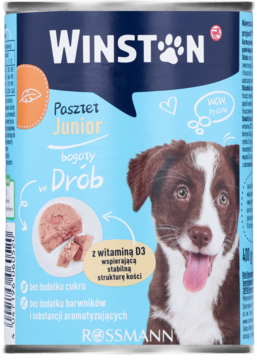 WINSTON Junior ,karma pełnoporcjowa mokra dla szczeniąt, z drobiem,przód