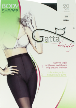 Opakowanie modelujących rajstop Body Shaper Jatta beauty 20 DEN, czarnych, z wizerunkiem damskiej sylwetki.