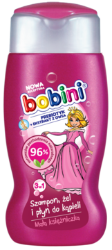 BOBINI ,szampon i płyn do kąpieli dla dzieci powyżej pierwszego roku życia z wyciągiem z rumianku, mini,przód