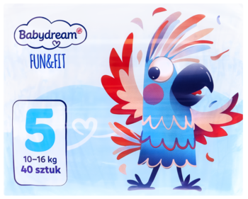 BABYDREAM Fun&Fit ,pieluchy, 5 Junior, 10-16 kg,przód