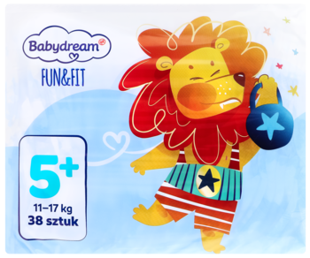 BABYDREAM Fun&Fit ,pieluchy, 5+ Junior Plus, 11-17 kg,przód