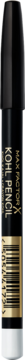 Kredka Max Factor Kohl Kajal Masterpiece White: czarny ołówek do oczu ze złotym paskiem, widok pionowy.