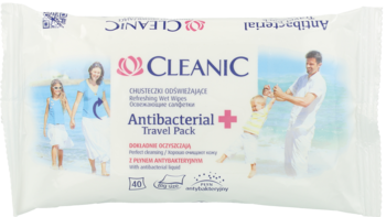 CLEANIC Antibacterial ,chusteczki odświeżające, Travel Pack,przód