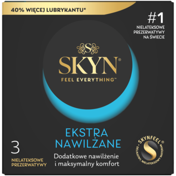 SKYN Extra Nawilżenie ,prezerwatywy, nielateksowe, ekstra nawilżenie,przód