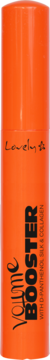 Pomarańczowa mascara Lovely Volume Booster z D-pantenolem i kolagenem, pionowa tubka, widok z przodu.