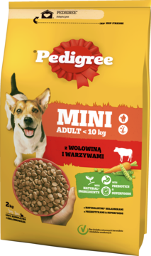 PEDIGREE Adult Mini,karma pełnoporcjowa sucha dla dorosłych psów, poniżej 10 kg, z wołowiną i warzywami,przód