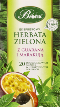 BIFIX ,herbata zielona, ekspresowa, Guarana z marakują,przód